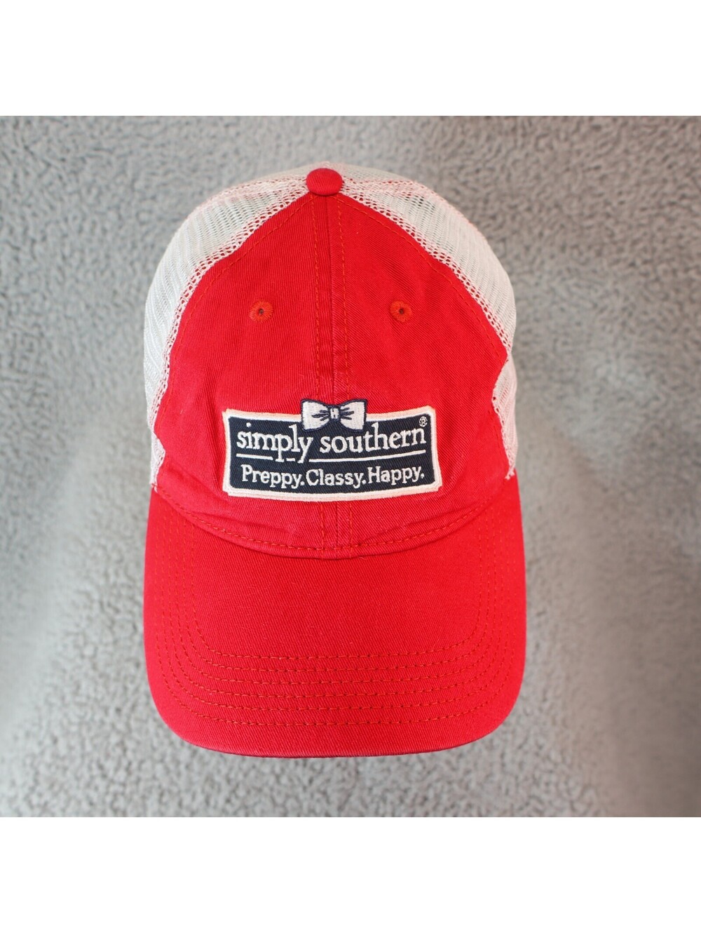 Simply Southern Baseball Cap Dad Hat Red White Mesh Imperial